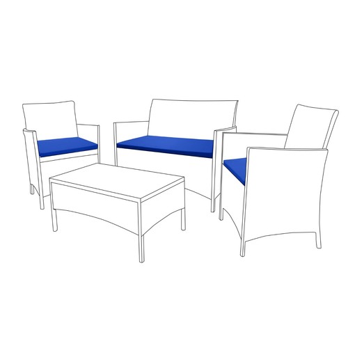 Blue 3pc outdoor replacement - blue,