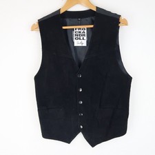 Vintage Black Suede Western Waistcoat Gilet Vest Size S (V2302)