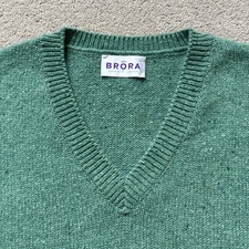 Brora Donegal V Neck cashmere vest tank- Jade RRP £345 generous fit