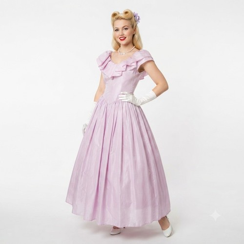Lilac pink satin ballgown - pink,