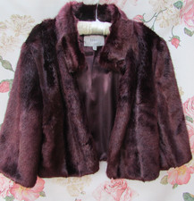 COAST Burgundy Merlot Silky Faux Fur Jacket Shrug S 8/10  £89 Worn Once Briefly