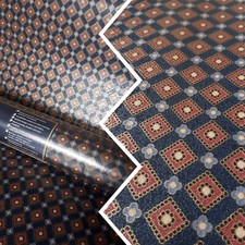 X2 90s Vintage COLOROLL Wallpaper Flower Check Vinyl Dark Gothic Victorian Navy