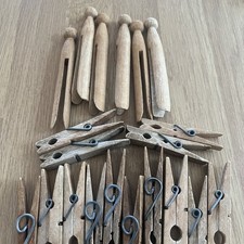36 Vintage wooden clothes pegs