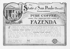 FAZENDA Brazilian Pure Coffee from San Paolo - Antique Advertisement 1909