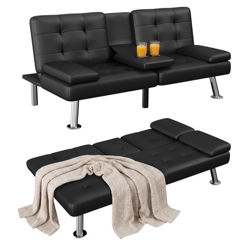 Futon sofa bed - bed, leather