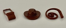 Lego - 3 x Indiana Jones Mini-figure Accessories -  Fedora, Whip & Utensil Bag