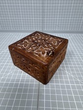 Charming Handcarved Indian Wooden Trinket Box Jewellery Storage Memories etc
