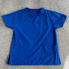 Dickies Top Womens M medium Blue V Neck Scrub Nurses Carer Uniform Pullover
