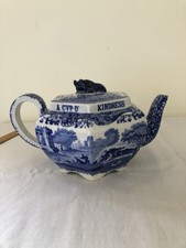 Copeland Spode Italian Auld Lang Syne Teapot with figural finial. Some damage.