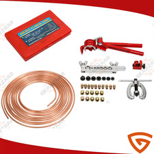 Brake Line Pipe Repair Kit 3/16 25FT Copper Pipe Flaring Tool & 20Nuts Fittings