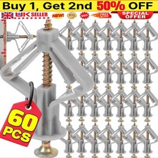 60Pcs Cavity Hollow Wall Plugs and Screws Set For Raw Plasterboard Nylon Fixings