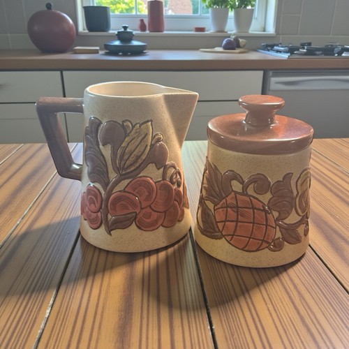 Embossed hand painted jug - embossed, &