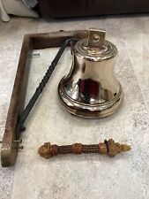 LARGE ANTIQUE VINTAGE BRASS SHIPS BELL and BRACKET