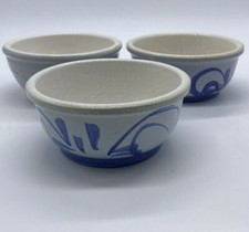 Set of Three Beautiful Blue Speckle Glazed Hand Painted Small Tapas/Snack Bowls 