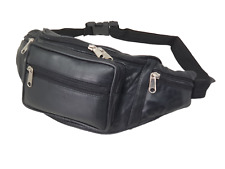 Genuine Leather Travel Waist Bag Bum Bag Hip Pouch Belly Pack 6 Zip Compartments
