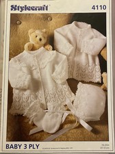 Stylecraft Knitting Pattern 4110 Jackets Bonnet & Mitts 3 Ply Yarn