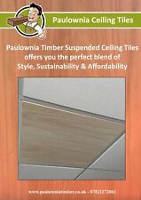 Sustainable Paulownia solid wood suspended ceiling tiles 18mm x 595 x 595 sample