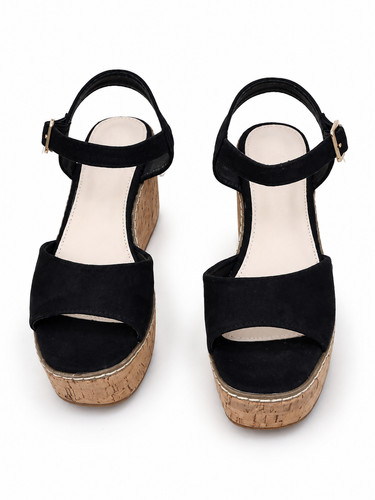 Principles black cork wedge - black,
