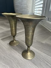 Pair of Vintage Engraved Brass