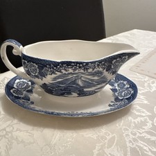 Blue And White Gravy Boat With