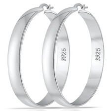 8mm Thick 925 Sterling Silver Hoops Earrings for Women 14K Real Gold Large Ho...