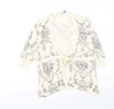 Oasis Womens Ivory V-Neck Cotton Blend Cardigan Size 12