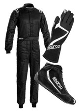 FIA SPARCO Sprint SET Suit Shoes Gloves Racing Rally BLACK