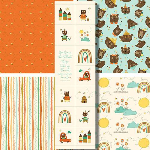 Bumble bear cotton fabric - bumble,