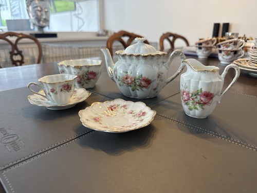 Vintage porcelain tea set - tea, pink