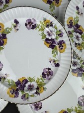 Ashley Bone China Plates with Pansys Set of 5