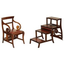 Restored Metamorphic Antique Regency Armchair to Library Steps Gillows Lancaster