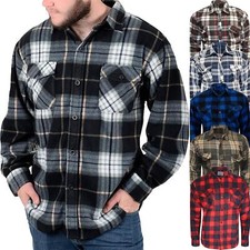 Men Thermal Insulated Brushed Fleece Lumberjack Shirt Check Winter Warm Work