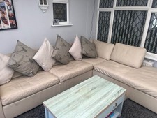 Leather seater corner sofa - leather, 4