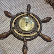 Vintage Wooden Barometer Ships