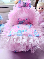 REBORN BABY DOLLS BEARS LILO & STITCH LACY 12" HOODED CARRYCOT,CRIB