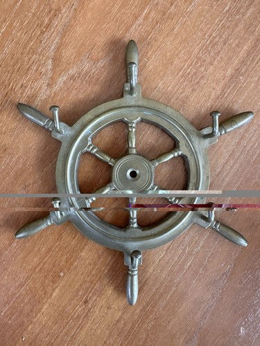 Vintage brass ship wheel key - brass,
