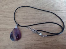Pretty Purple Fluorite Teardrop Pendant & Necklace