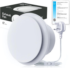 SBONNI Silent 6 Inch Bathroom Extractor Fan with Plug, IPX4, 130m³/h Airflow