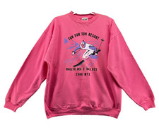 Vintage Ski Graphic Print Sweatshirt Size M Pink Crew Neck 80s/90s Ton Sur Ton