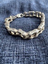 Heavy Men’s Solid Sterling Silver vintage MotorBike Chain Bracelet