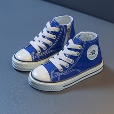 GIRLS BOYS CANVAS TRAINERS MID HIGH TOP PUMPS KIDS LACE UP PLIMSOLLS SHOES SIZES