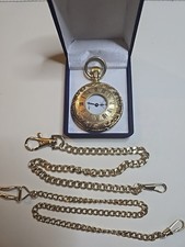 Swiss Half Hunter 6498 Movement Pocket Watch With Two Chains.