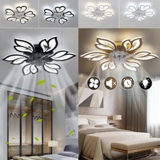 Bluetooth Remote Ceiling Fan Light Chandelier LED Lamp Dimmable Flower Lighting