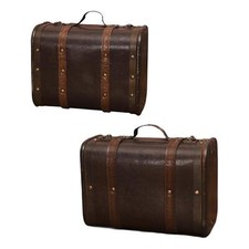 Wooden Vintage Style Suitcase Decor Old Fashioned Storage Chest for Party