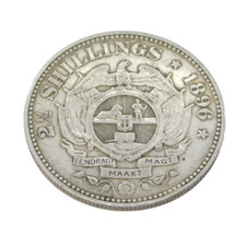 19th Century South African Republic 2 1/2 Shilling Coin Antique 1896