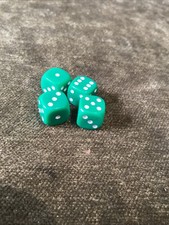 Vintage Green White Spot Dice Set Of 4, 12MM