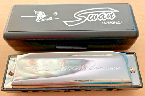 Swan silver harmonica key c - swan,