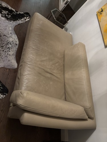Cream leather modular sofa - modular,