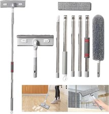 Window Cleaning Kit 4-in-1 Squeegee with Extendable Head 2M Telescopic Pole