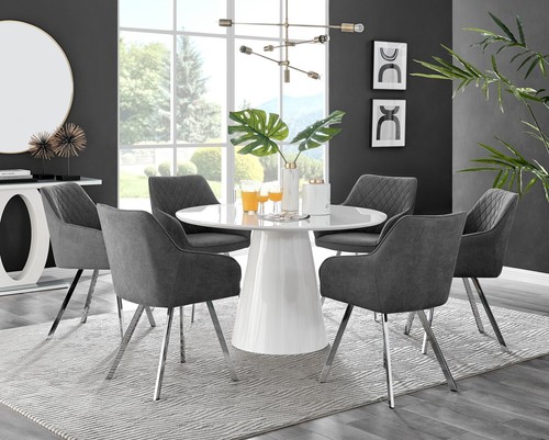 Palma white high gloss round - high,
